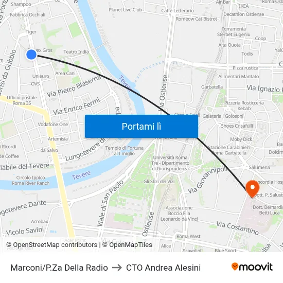Marconi/P.Za Della Radio to CTO Andrea Alesini map