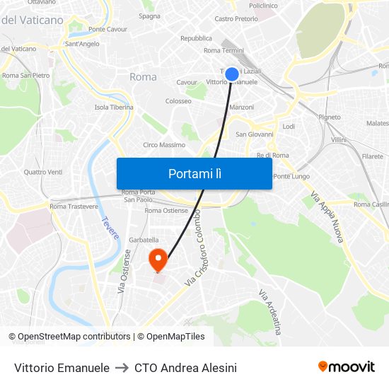 Vittorio Emanuele to CTO Andrea Alesini map