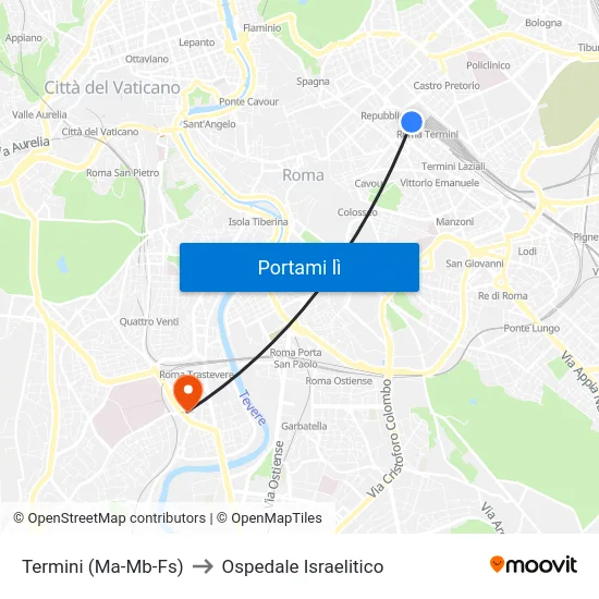 Termini (Ma-Mb-Fs) to Ospedale Israelitico map