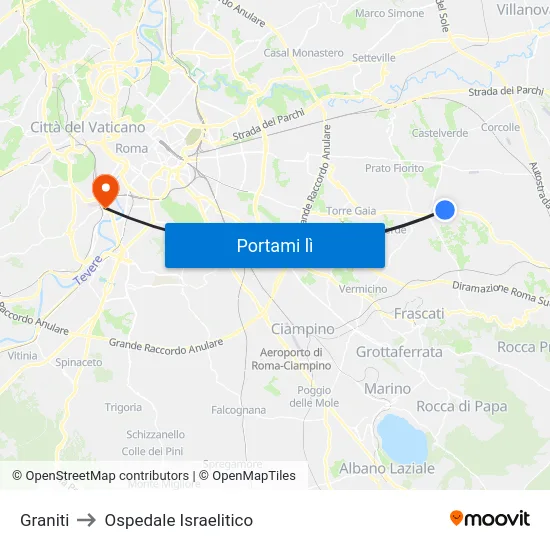 Graniti to Ospedale Israelitico map