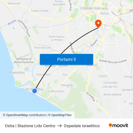 Ostia | Stazione Lido Centro to Ospedale Israelitico map
