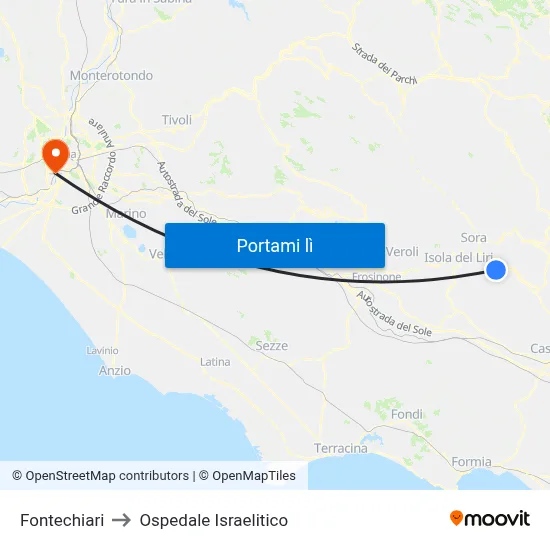 Fontechiari to Ospedale Israelitico map