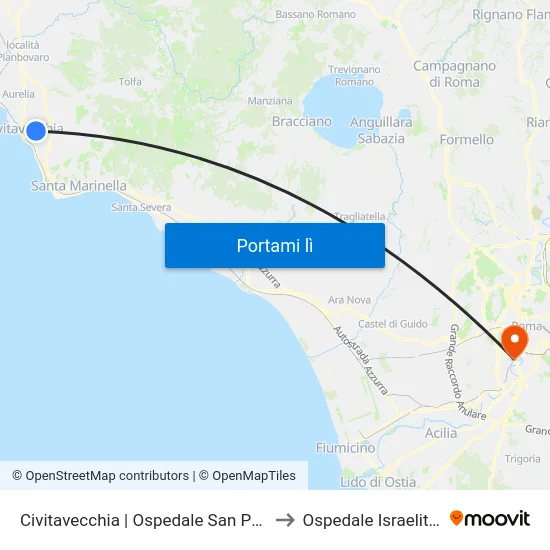 Civitavecchia | Ospedale San Paolo to Ospedale Israelitico map
