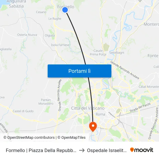Formello | Piazza Della Repubblica to Ospedale Israelitico map