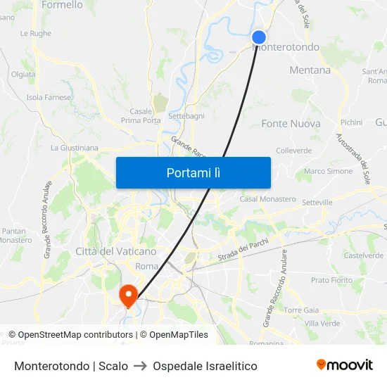 Monterotondo | Scalo to Ospedale Israelitico map