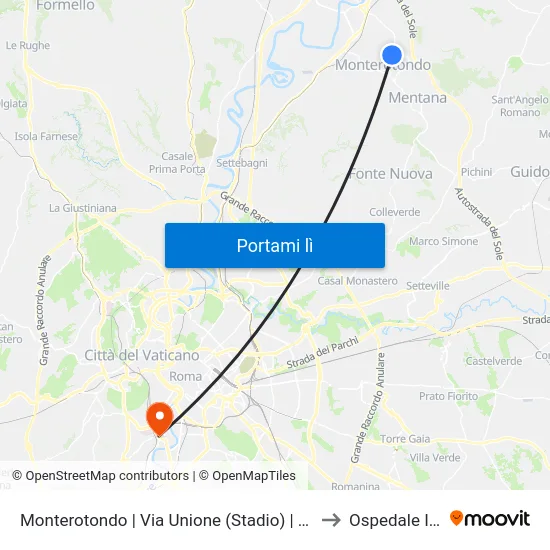 Monterotondo | Via Unione (Stadio) | Liceo Scientifico G.Peano to Ospedale Israelitico map