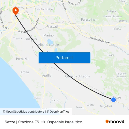 Sezze | Stazione FS to Ospedale Israelitico map