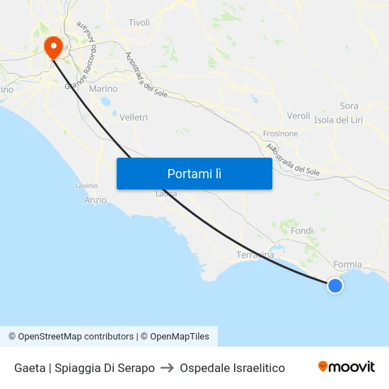 Gaeta | Spiaggia Di Serapo to Ospedale Israelitico map