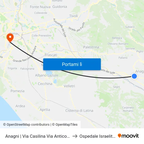 Anagni | Via Casilina Via Anticolana to Ospedale Israelitico map