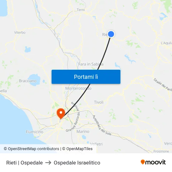 Rieti | Ospedale to Ospedale Israelitico map