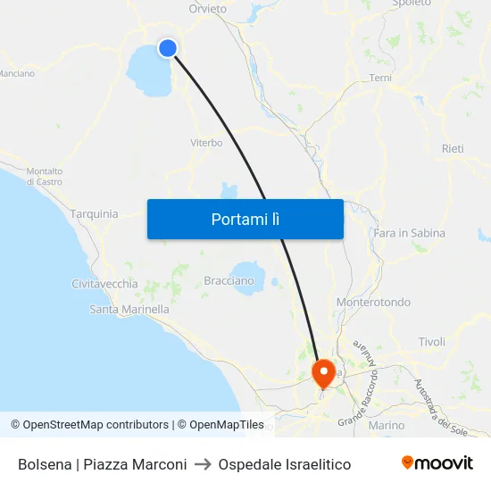 Bolsena | Piazza Marconi to Ospedale Israelitico map
