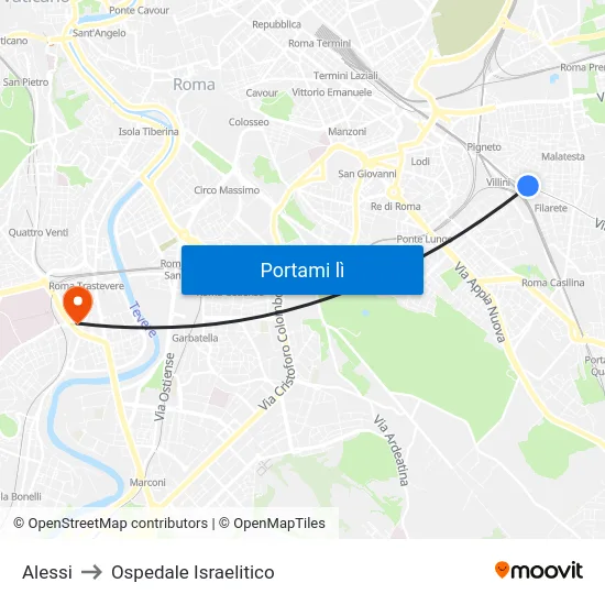Alessi to Ospedale Israelitico map
