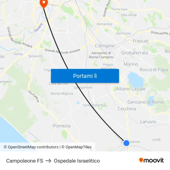 Campoleone FS to Ospedale Israelitico map