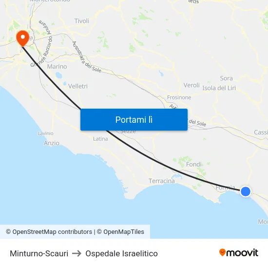 Minturno-Scauri to Ospedale Israelitico map