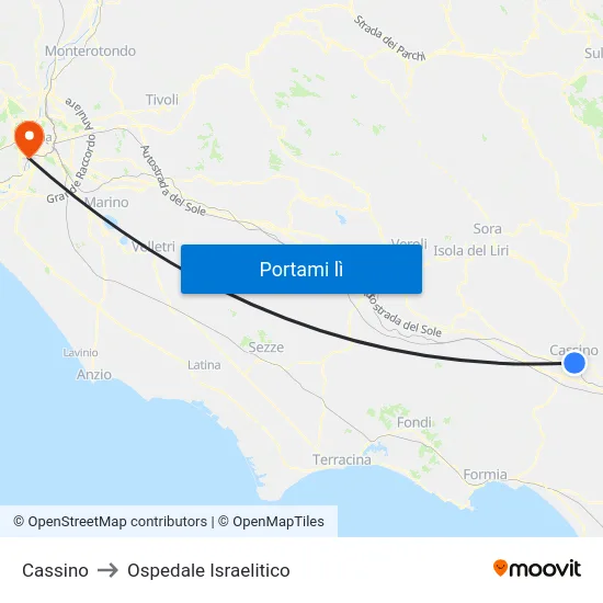 Cassino to Ospedale Israelitico map