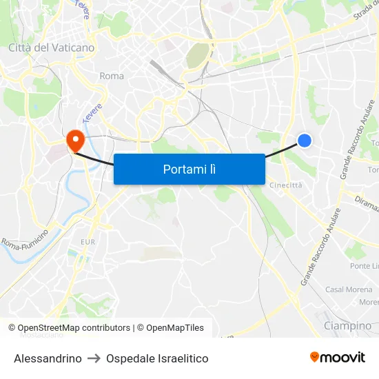 Alessandrino to Ospedale Israelitico map