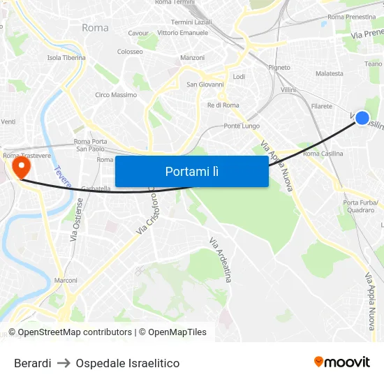 Berardi to Ospedale Israelitico map