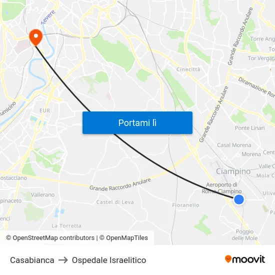 Casabianca to Ospedale Israelitico map