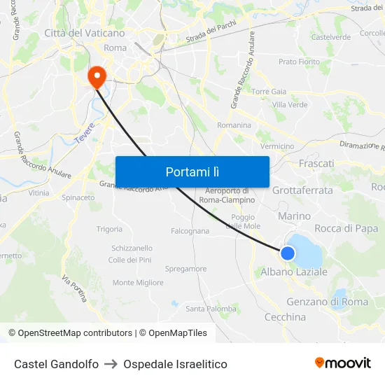 Castel Gandolfo to Ospedale Israelitico map