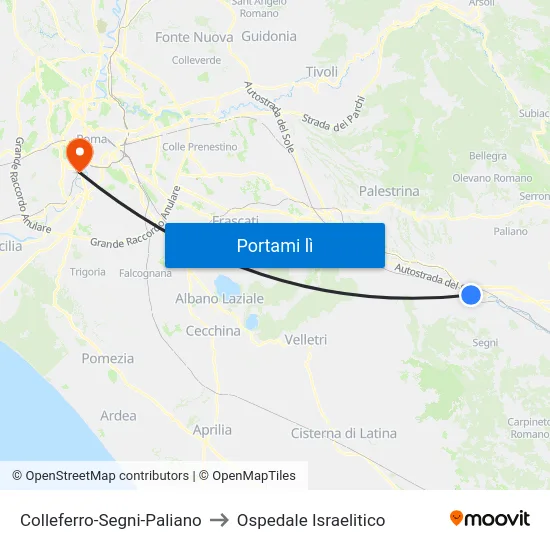 Colleferro-Segni-Paliano to Ospedale Israelitico map
