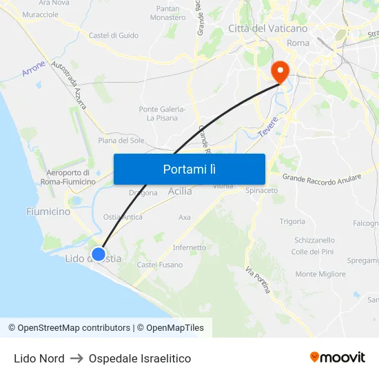 Lido Nord to Ospedale Israelitico map