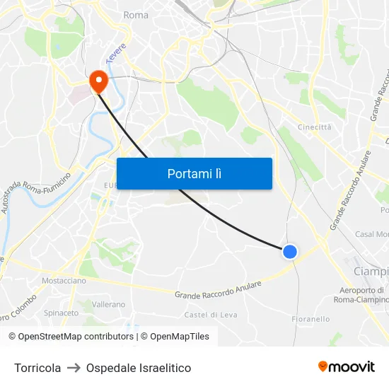 Torricola to Ospedale Israelitico map