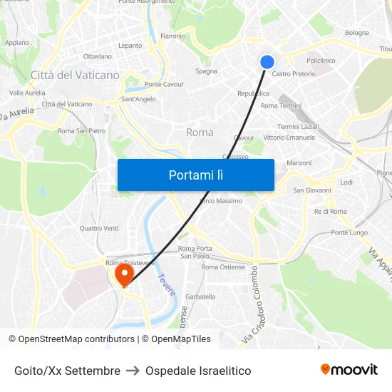 Goito/Xx Settembre to Ospedale Israelitico map