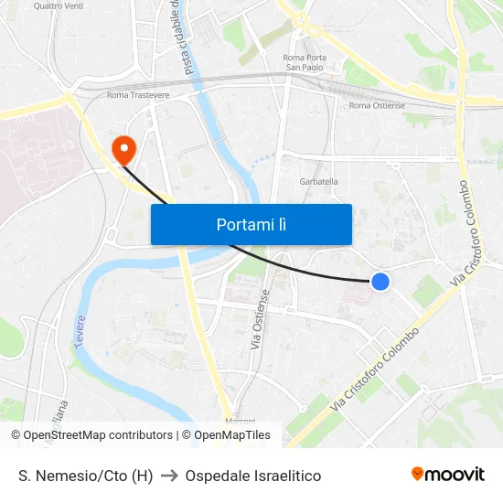 S. Nemesio/Cto (H) to Ospedale Israelitico map