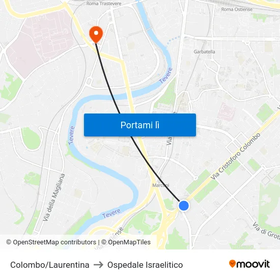 Colombo/Laurentina to Ospedale Israelitico map