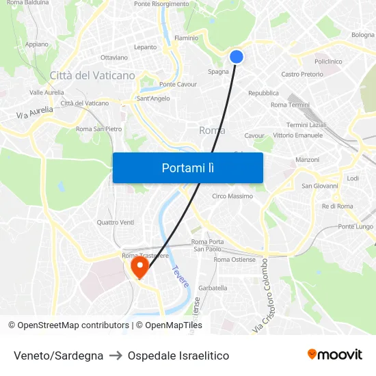 Veneto/Sardegna to Ospedale Israelitico map