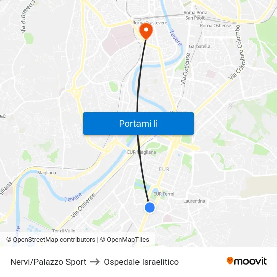 Nervi/Palazzo Sport to Ospedale Israelitico map