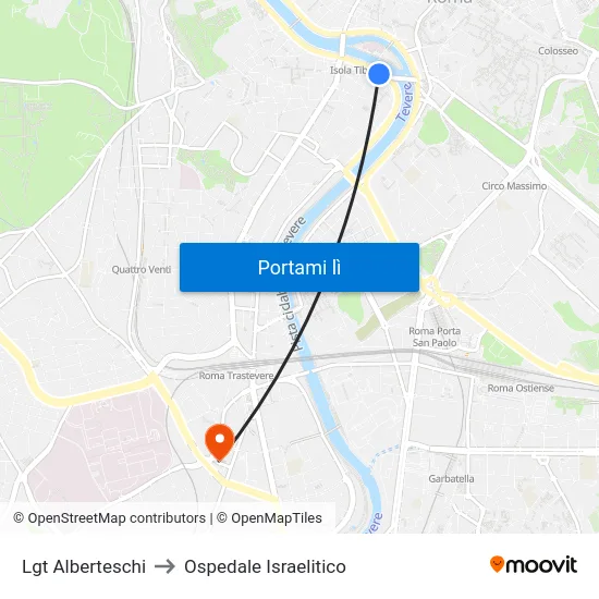 Lgt Alberteschi to Ospedale Israelitico map