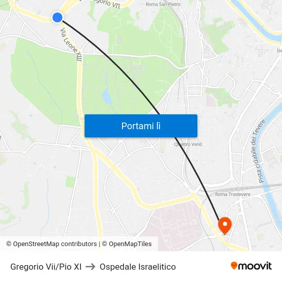 Gregorio Vii/Pio XI to Ospedale Israelitico map