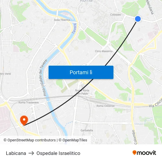 Labicana to Ospedale Israelitico map