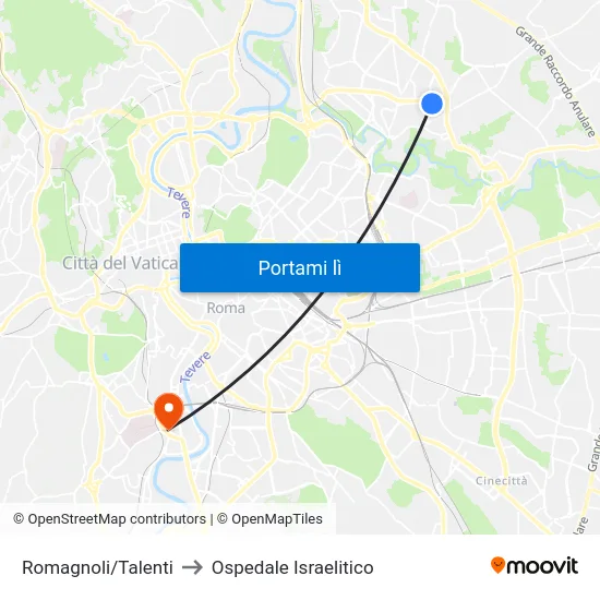 Romagnoli/Talenti to Ospedale Israelitico map