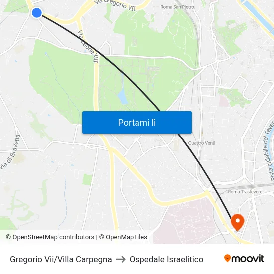 Gregorio Vii/Villa Carpegna to Ospedale Israelitico map