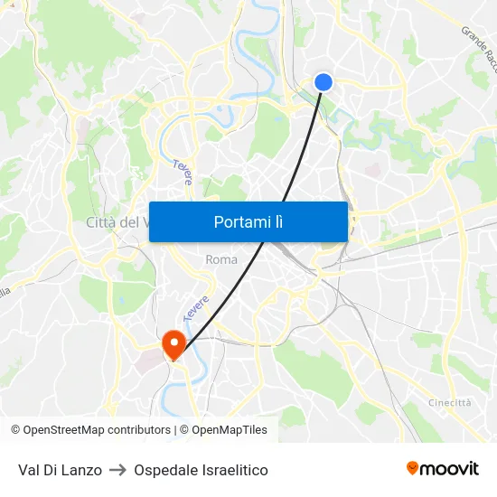 Val Di Lanzo to Ospedale Israelitico map