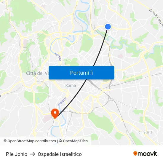 P.le Jonio to Ospedale Israelitico map