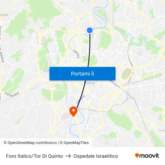 Foro Italico/Tor Di Quinto to Ospedale Israelitico map