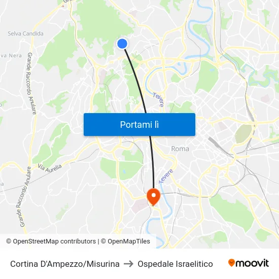 Cortina D'Ampezzo/Misurina to Ospedale Israelitico map