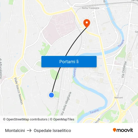 Montalcini to Ospedale Israelitico map