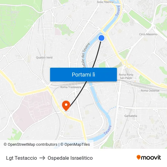Lgt Testaccio to Ospedale Israelitico map