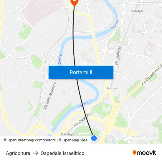 Agricoltura to Ospedale Israelitico map