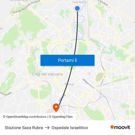 Stazione Saxa Rubra to Ospedale Israelitico map