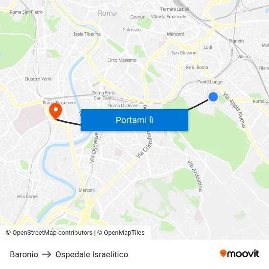 Baronio to Ospedale Israelitico map
