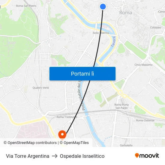 Via Torre Argentina to Ospedale Israelitico map