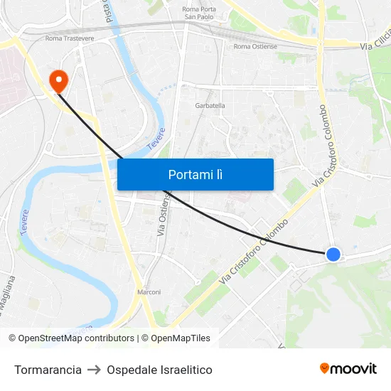 Tormarancia to Ospedale Israelitico map