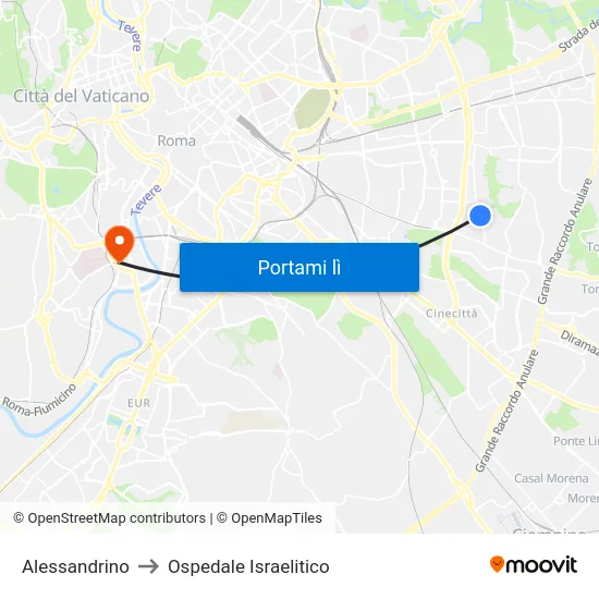 Alessandrino to Ospedale Israelitico map