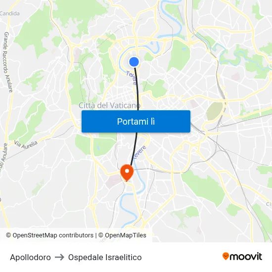 Apollodoro to Ospedale Israelitico map