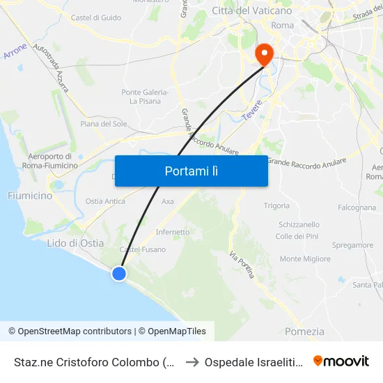 Staz.ne Cristoforo Colombo (Rl) to Ospedale Israelitico map